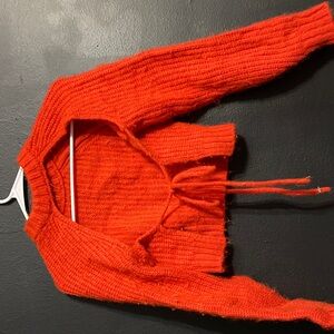 Vibrant Orange Knit Cardigan